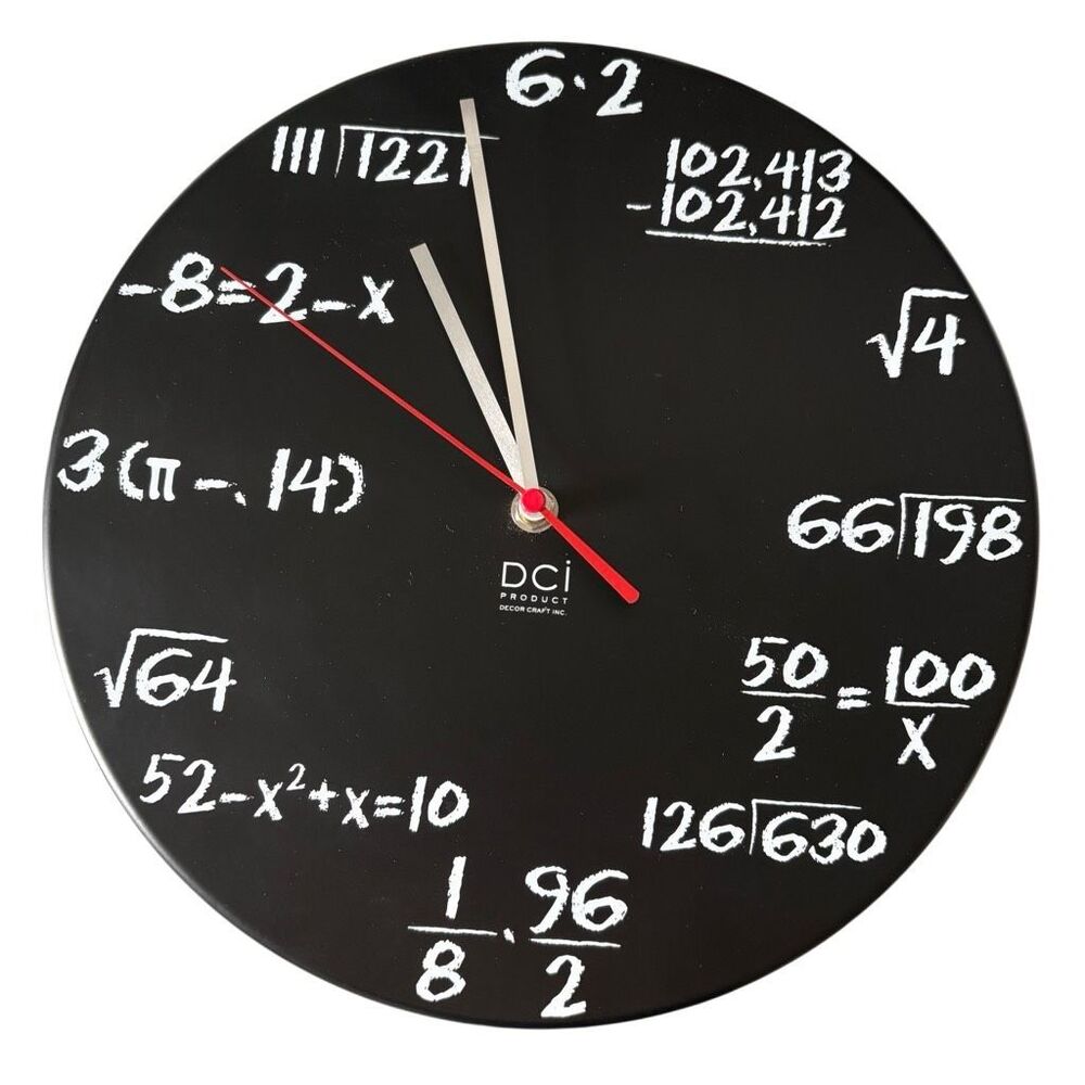DCI Math Equations 11 1/2” Black Wall Clock